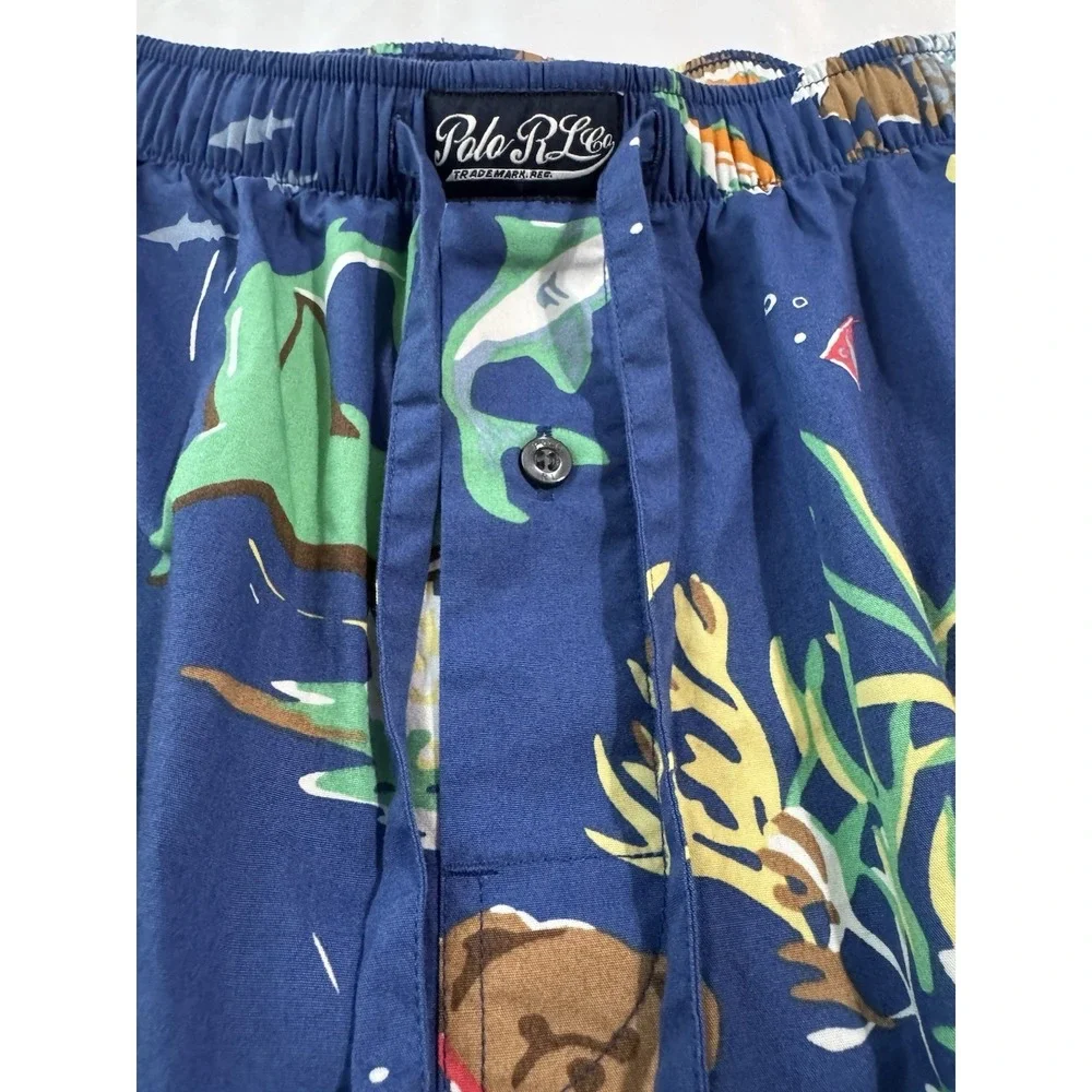 Polo Ralph Lauren Men's Shorts Large Nautical Polo Bear Sharks Fish Graphic